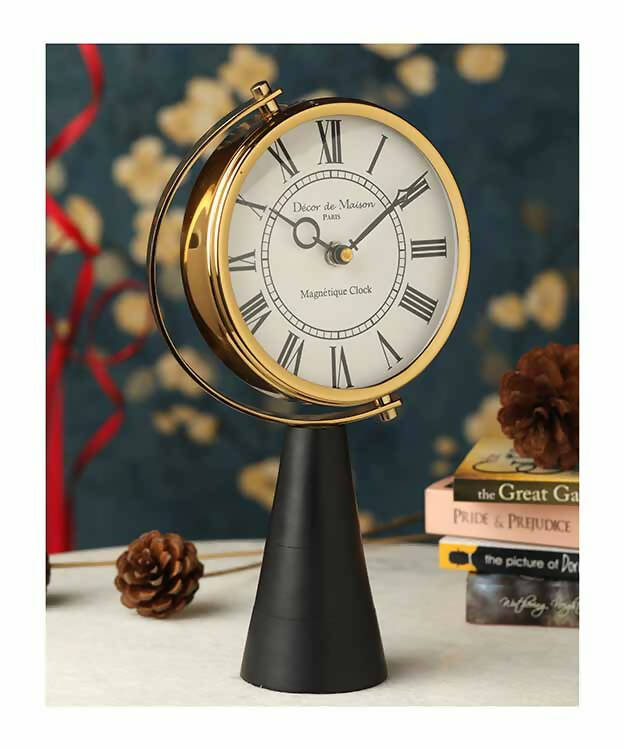 Black Wood's Pedestal Clock in Reflective Gold- 61-323-31-2