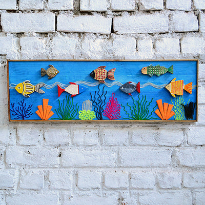 Wooden Hand Painted Fish Wall Decor - Wall Decor - 2