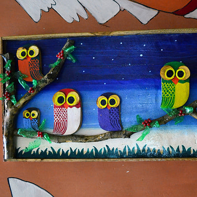 Wooden Hand Painted Owl Wall Decor - Wall Decor - 2