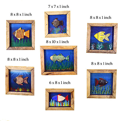 Wooden Set of 7 Hand Painted Fish Wall Decor - Wall Decor - 10