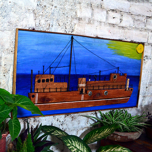 Wooden Hand Painted Ship Wall Decor - Wall Decor - 2