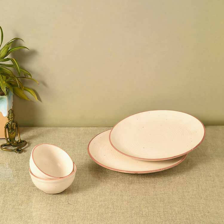 Elysian White Dinner Set - Set of 2 Plates & 2 Bowls - Dining & Kitchen - 1