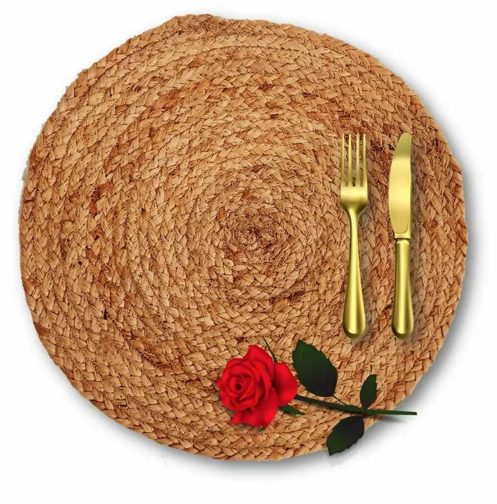 Jute Tea Coaster/ Placemat, Braided, Plain - Pack of 2 - Dining & Kitchen - 3
