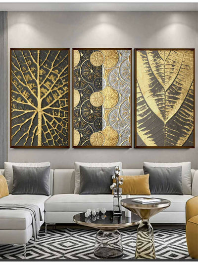 Nordic Golden Set of 3 (Multi-piece Leaves) - Wall Decor - 1