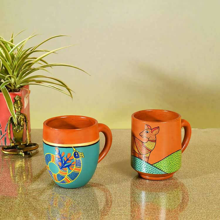 Delightful Deer Terracotta Tea Cups Set of 2 - Dining & Kitchen - 1