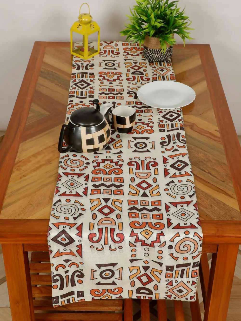 Cotton Polyester Printed Table Runner, Abstract Symbols - Dining & Kitchen - 1