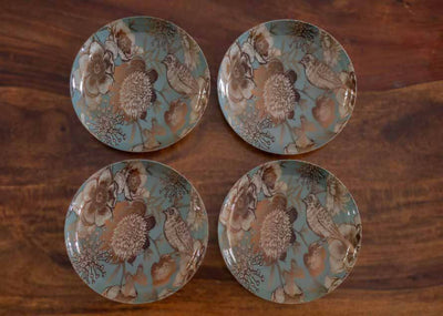 Metal Platter - Bird - Light Blue - Set of 4 - Dessert - Dining & Kitchen - 1