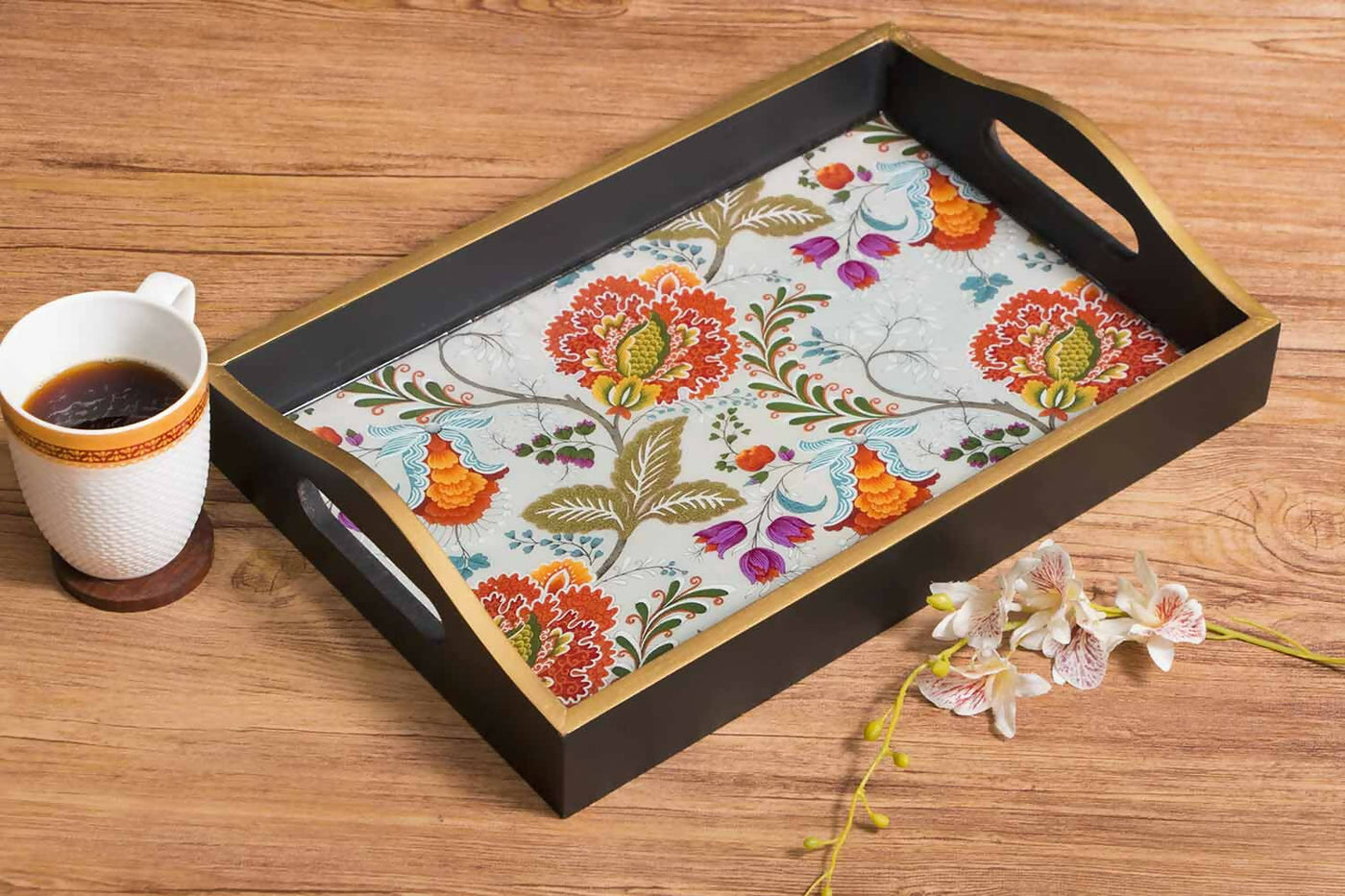 Handcrafted Serving Tray In Spanish Floral Print - Small - Dining & Kitchen - 1