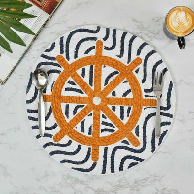 Printed Cotton Placemat, Ship Steering Wheel - Pack of 2 - Dining & Kitchen - 1