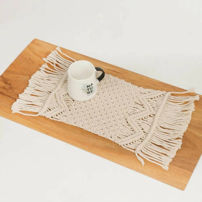 Macrame Placemat Side Triangle, Small Knots - Pack of 2 - Dining & Kitchen - 1