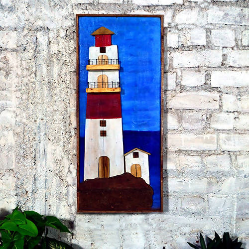 Wooden Hand Painted Light House Wall Decor - Wall Decor - 1