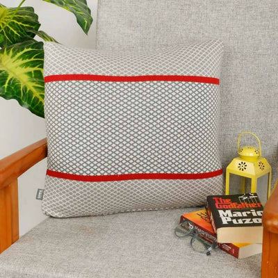 Cotton Knitted Cushion Cover Abstract, Squares, Stripe - Decor & Living - 1