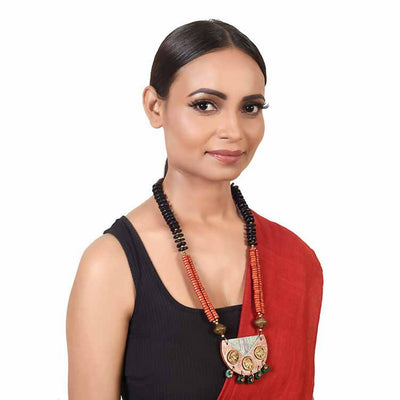 Butterflies in Greens' Handcrafted Tribal Dhokra Necklace - Fashion & Lifestyle - 3