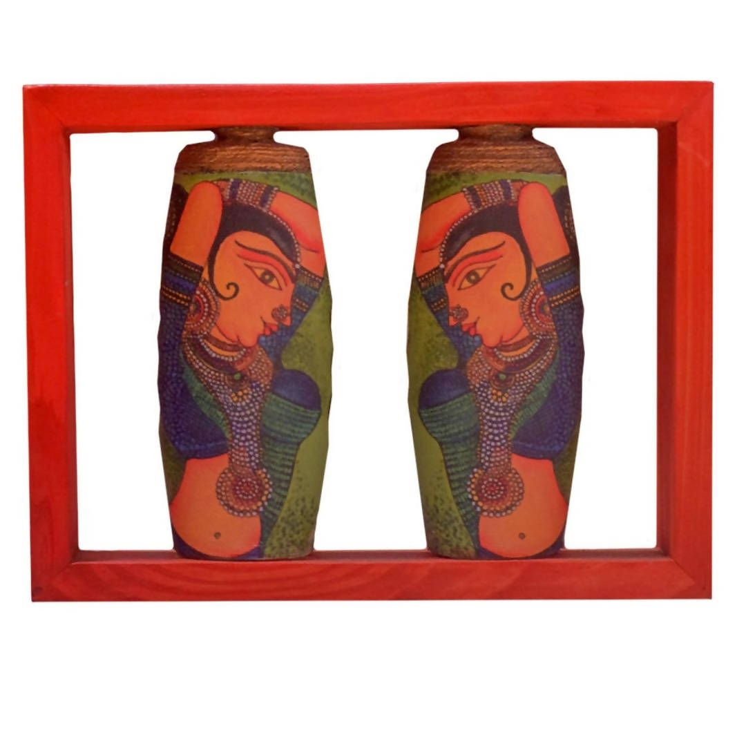 Rectangle Handpainted Flip Flop Vintage Bottle Wooden Frame with Ajanta Art - Decor & Living - 2
