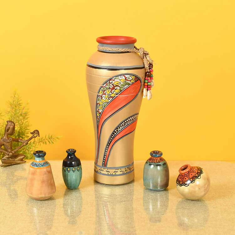 Handcrafted Terracotta Decor Vase Set (Multicolor) - Set of 5 - Decor & Living - 1