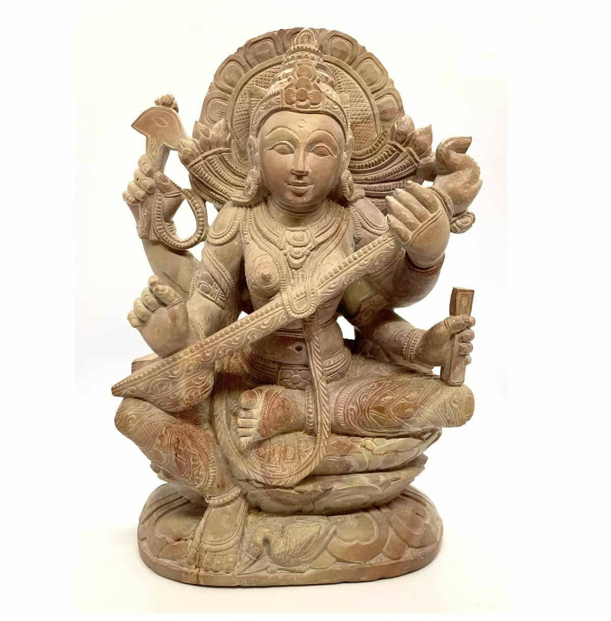 Stone Sculpture Devi Saraswati SC-004 - Decor & Living - 1