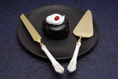 White Gold Stainless Steel Cake Server Set of 2 - Dining & Kitchen - 1