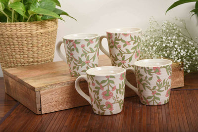 Whispers of Spring Stoneware Ceramic Coffee/Milk Mugs- Set of Four - Dining & Kitchen - 1