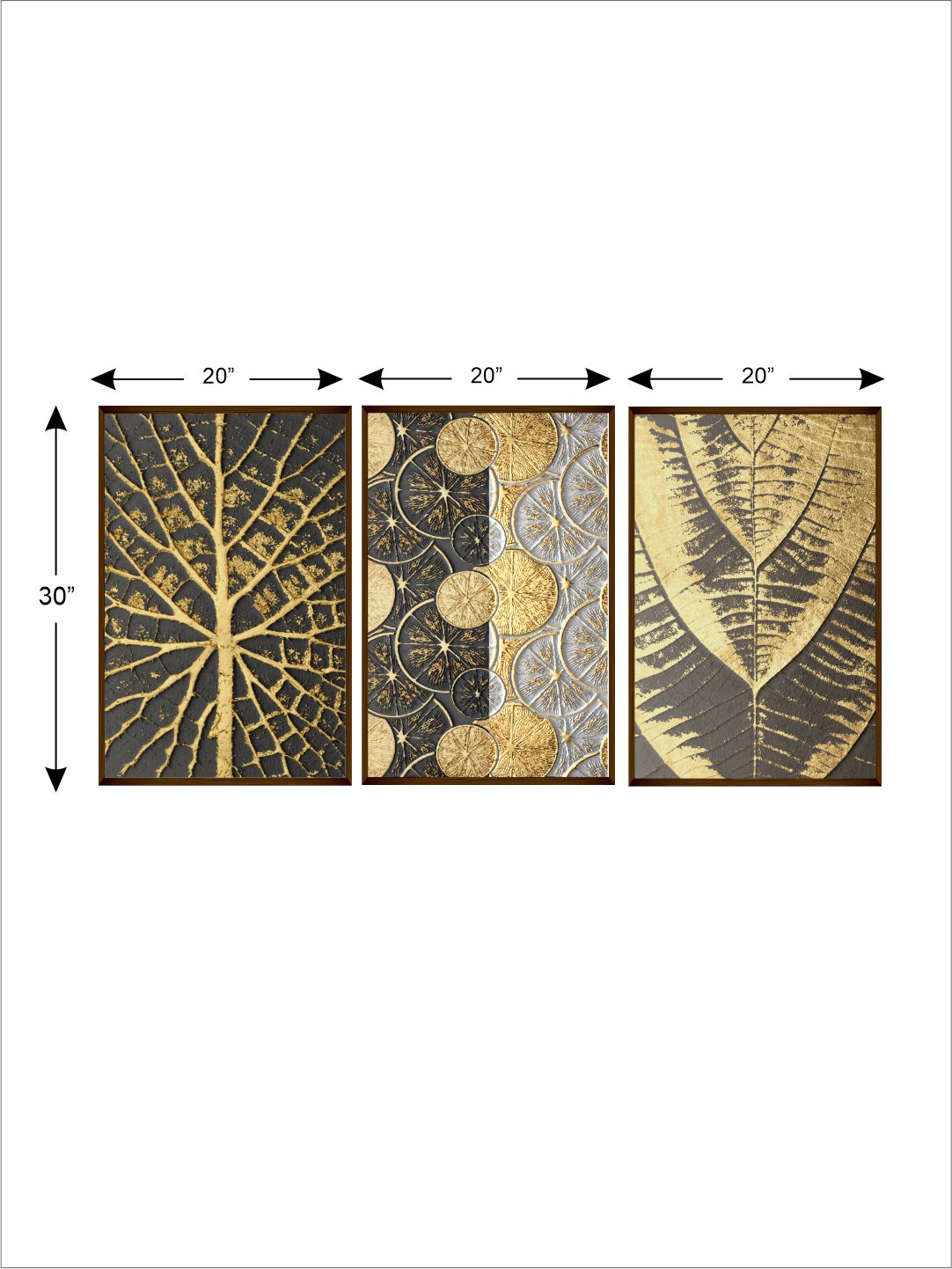 Nordic Golden Set of 3 (Multi-piece Leaves) - Wall Decor - 4