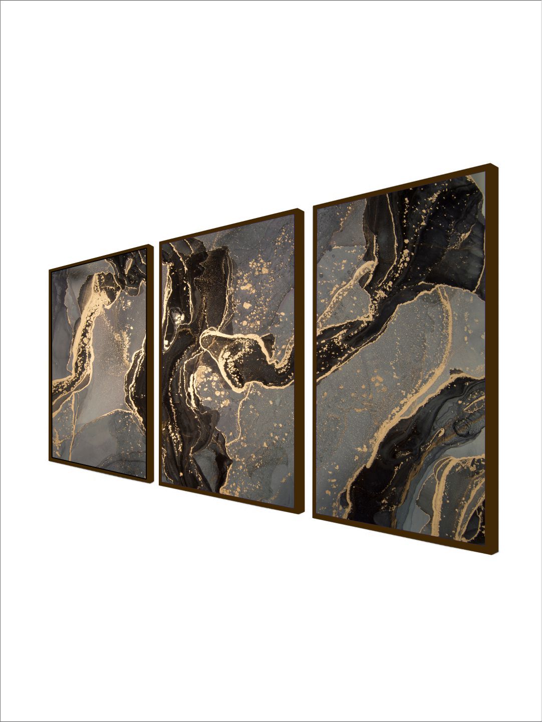 Black Golden Marble Set of 3 (Multi-piece) - Wall Decor - 3