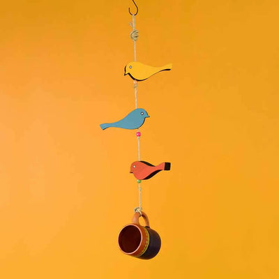 Blue Cup Hanging Bird Feeder with Bird Motifs - Accessories - 1