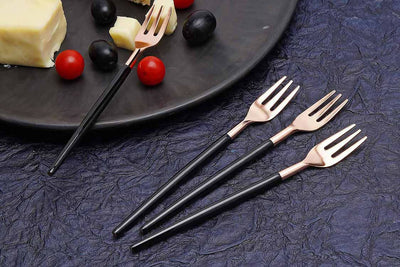 Black & Rose Gold Dessert Fork (Set of 4) - Dining & Kitchen - 1