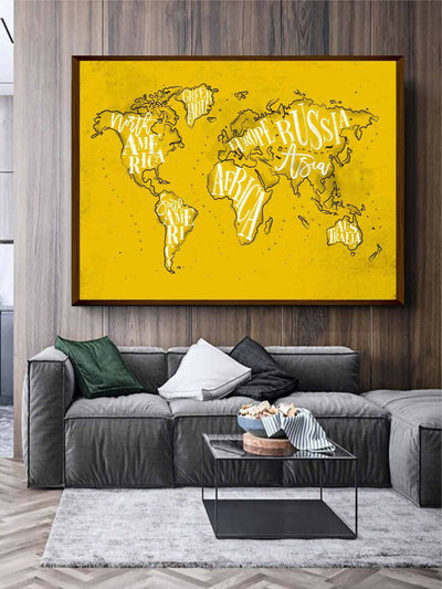 Yellow World Map - Wall Decor - 1