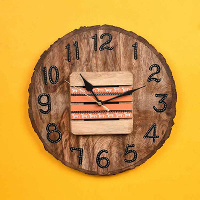 Wall Clock Handcrafted Wooden Log Dial (11x1.5x11") - Wall Decor - 1