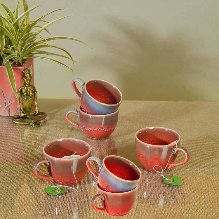Rustic Drip Tea Cups - Set of 6 - Dining & Kitchen - 1