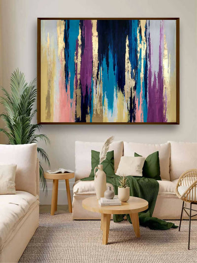 Pink Blue Gold Abstract - Wall Decor - 1
