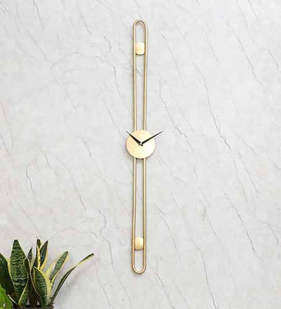 Long Striped Gold Wall Clock