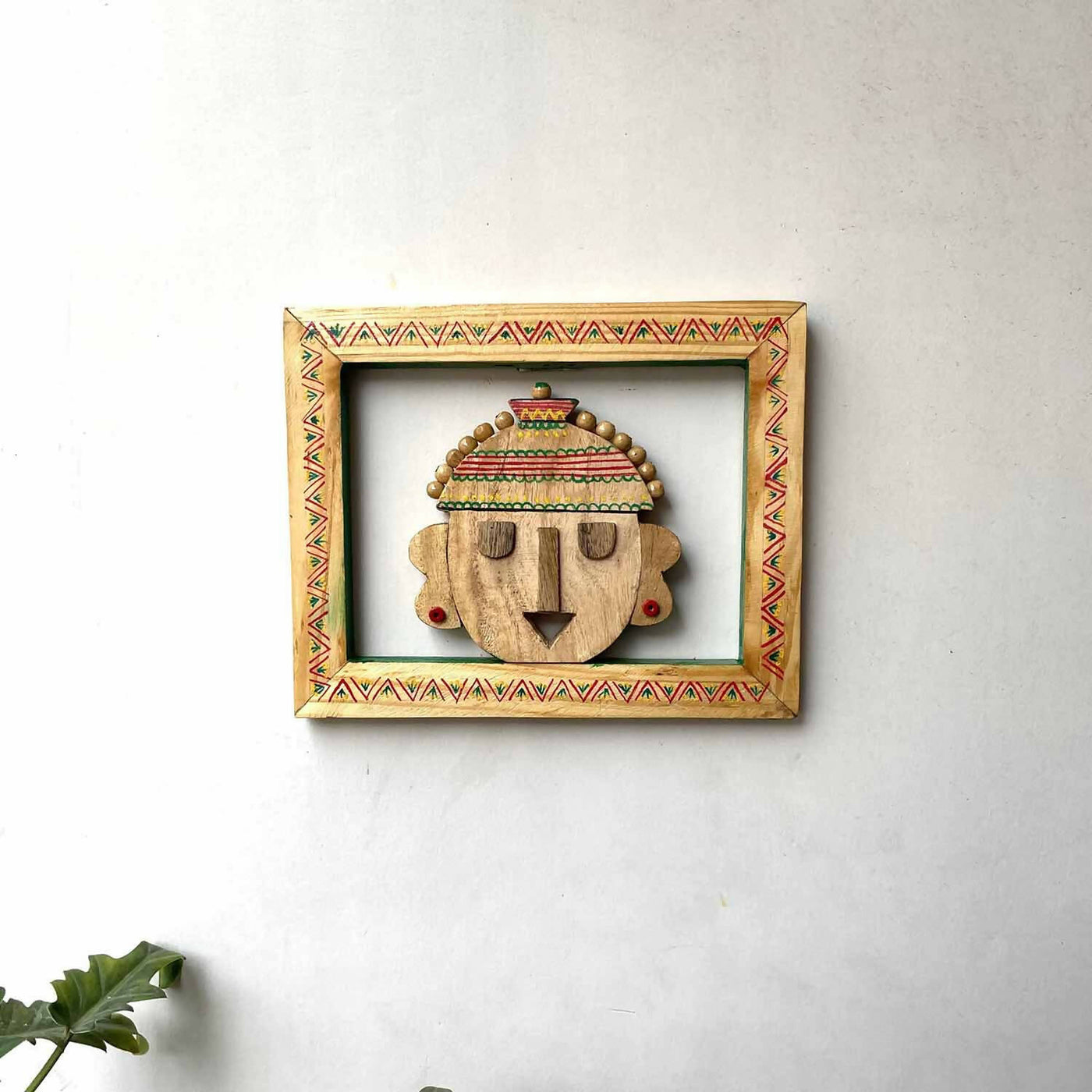 Wooden Tribal Madiya Painted Mask Frame - Wall Decor - 1