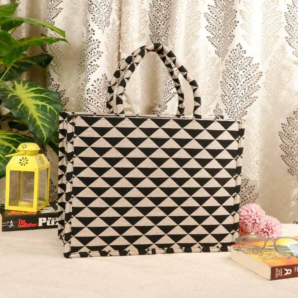 Polyester Cotton Printed Handbag - Triangles - Fashion & Lifestyle - 1
