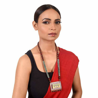Evil Eyes-V' Brown Handcrafted Tribal Dhokra Necklace - Fashion & Lifestyle - 3