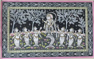 Pattachitra with Krishna Kalia Daman Theme - Wall Decor - 1
