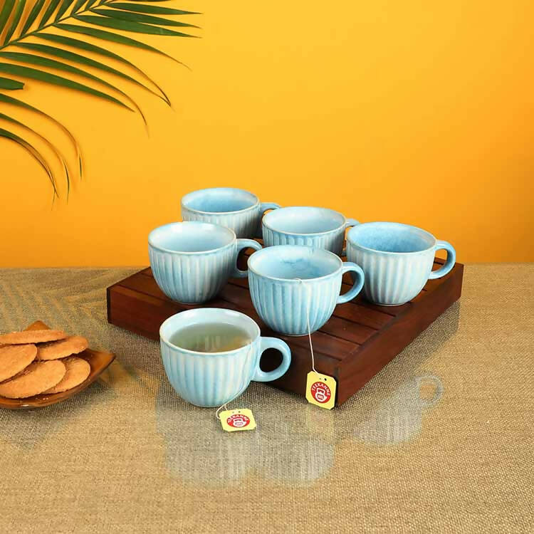 Cyan Blue Tea Cups - Set of 6 - Dining & Kitchen - 1