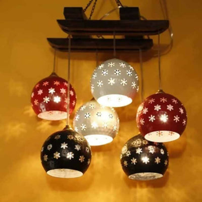 Star-6 Chandelier with Dome Shaped Metal Hanging Lamps (6 Shades) - Decor & Living - 1