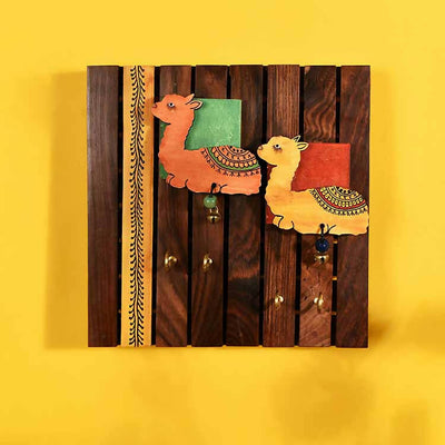Key Holder Handcrafted Tribal Art Alpaca Theme 4 Keys (8x1.5x8) - Wall Decor - 1
