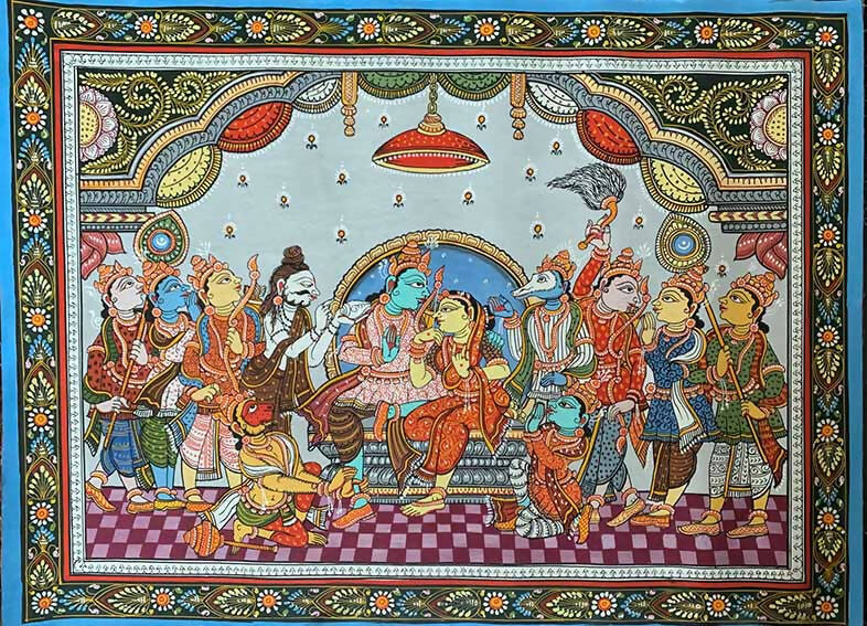 Pattachitra Painting of Coronation of Ram - Wall Decor - 1