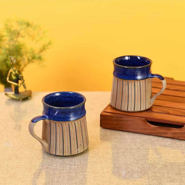 Grooving Sand Coffee Mugs - Set of 2 (4.5x3.5x4") - Dining & Kitchen - 1