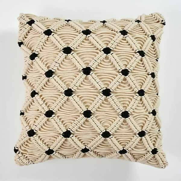 Macrame Cushion Cover, Diamond, Black Joint, Pack of 1 - Decor & Living - 7