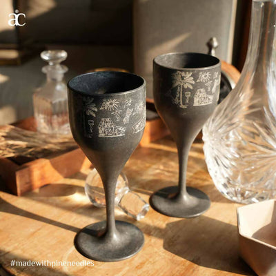 Wine Glass - Stone Black Date Palm (Set of 2) - Dining & Kitchen - 1