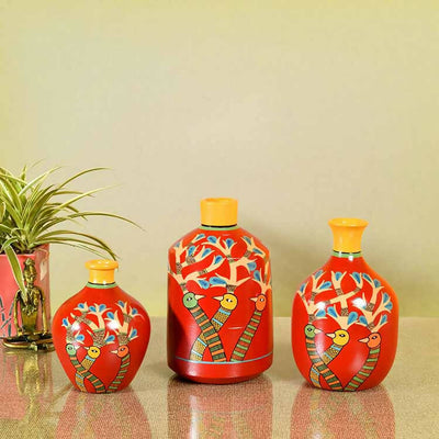 Chirping Birds Terracotta Vase - Set of 3 - Decor & Living - 1