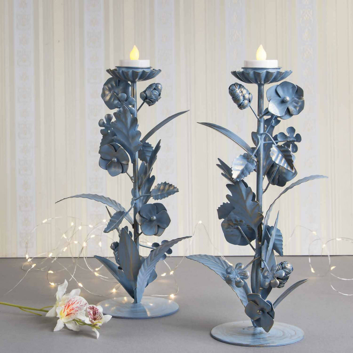 Floral Blue Candle Stand - Decor & Living - 1