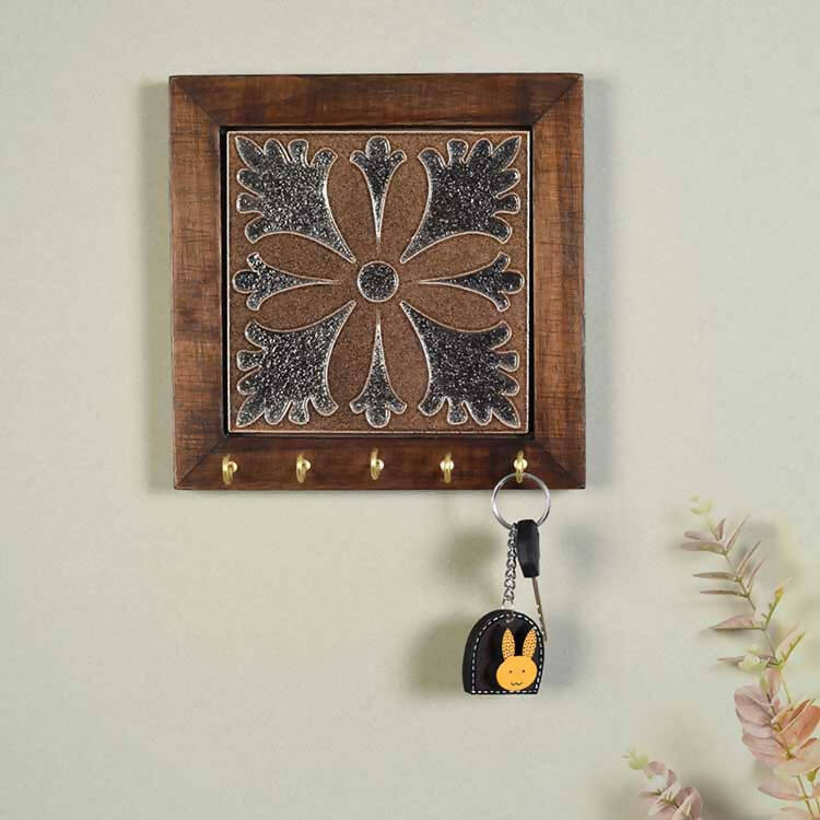 Brown Orchid Handcrafted Key Holder Panel - Wall Decor - 1
