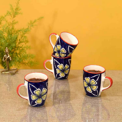 Flowers of Ecstasy Coffee Mugs - Set of 4, Azure - Dining & Kitchen - 1