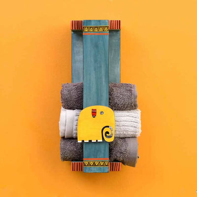 Happy Elephant Wall Mounted Towel Rack (4x3.5x12") - Storage & Utilities - 1