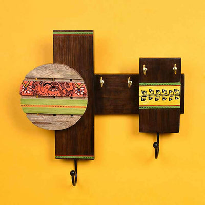 Key Holder Handcrafted Madhubani 6 Keys (10x2.5x10") - Wall Decor - 1