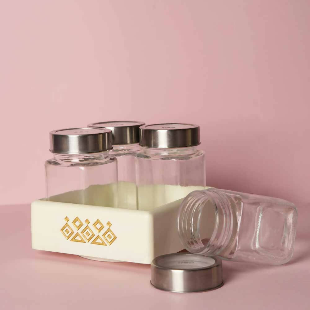 Off-White Revolving Jar Tray Organiser
