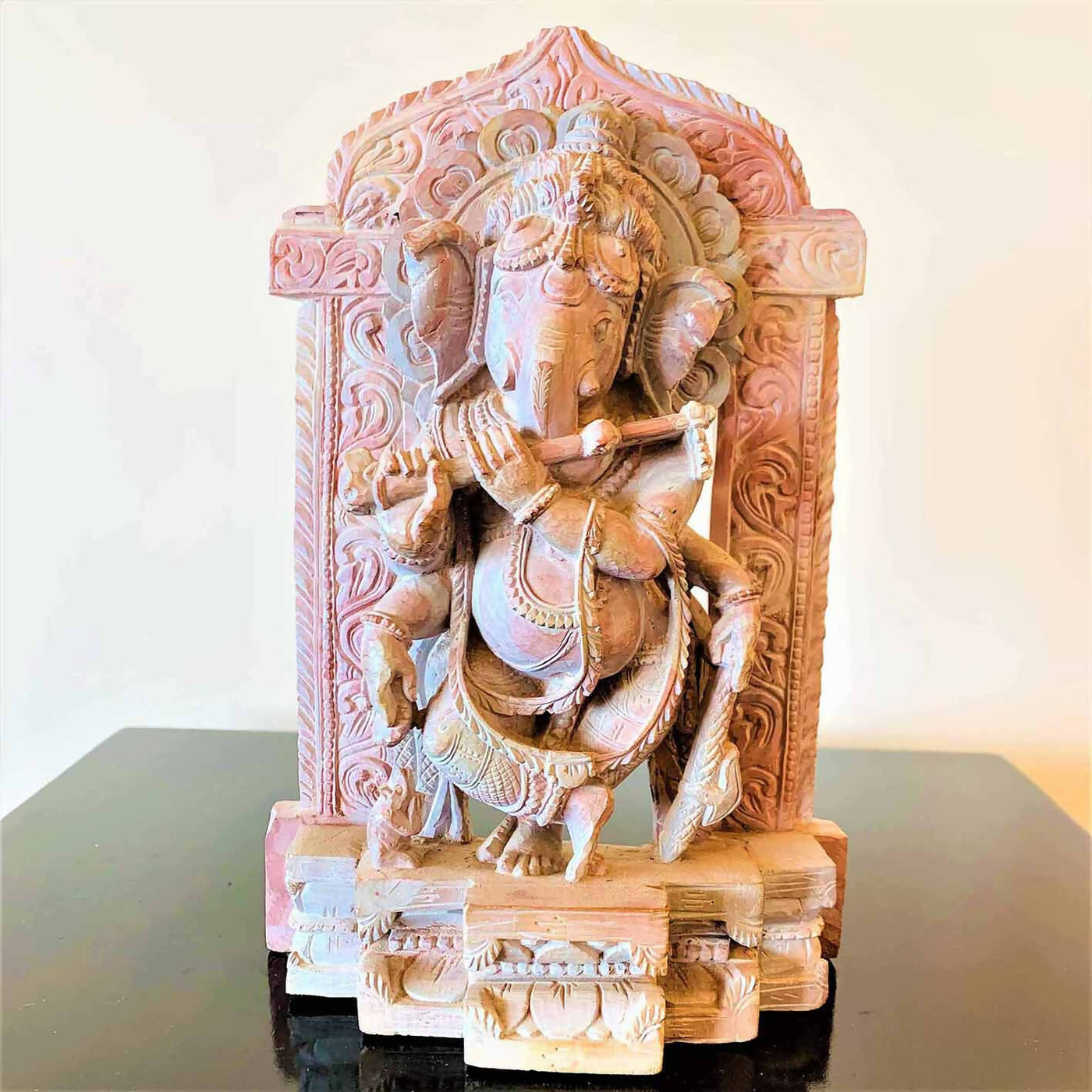 Stone Sculpture Ganesha with Flute S-99-55 - Decor & Living - 1